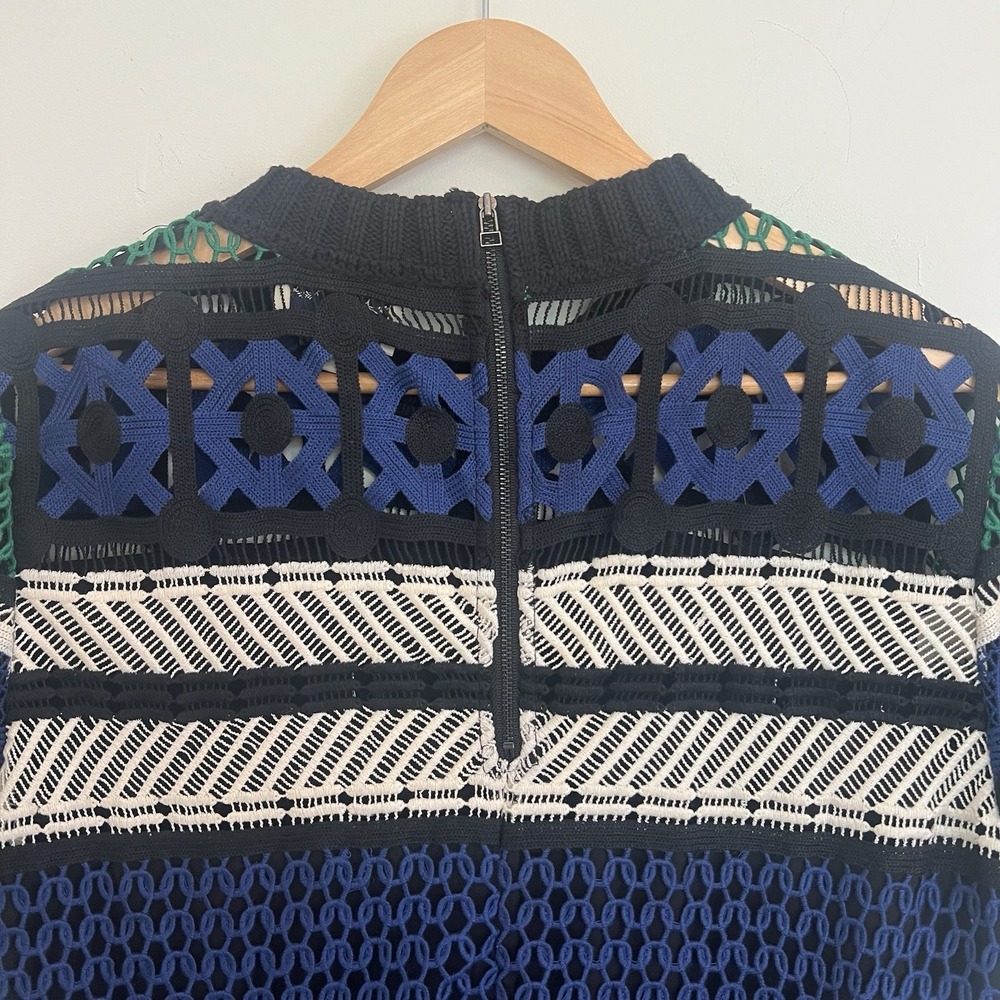 Sea New York crochet‎ dress size 10 Black/Blue/Green Contemporary Scalloped Hem - Picture 6 of 11